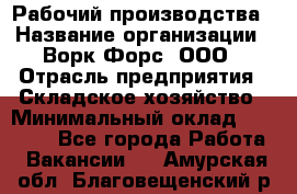 Рабочий производства › Название организации ­ Ворк Форс, ООО › Отрасль предприятия ­ Складское хозяйство › Минимальный оклад ­ 27 000 - Все города Работа » Вакансии   . Амурская обл.,Благовещенский р-н